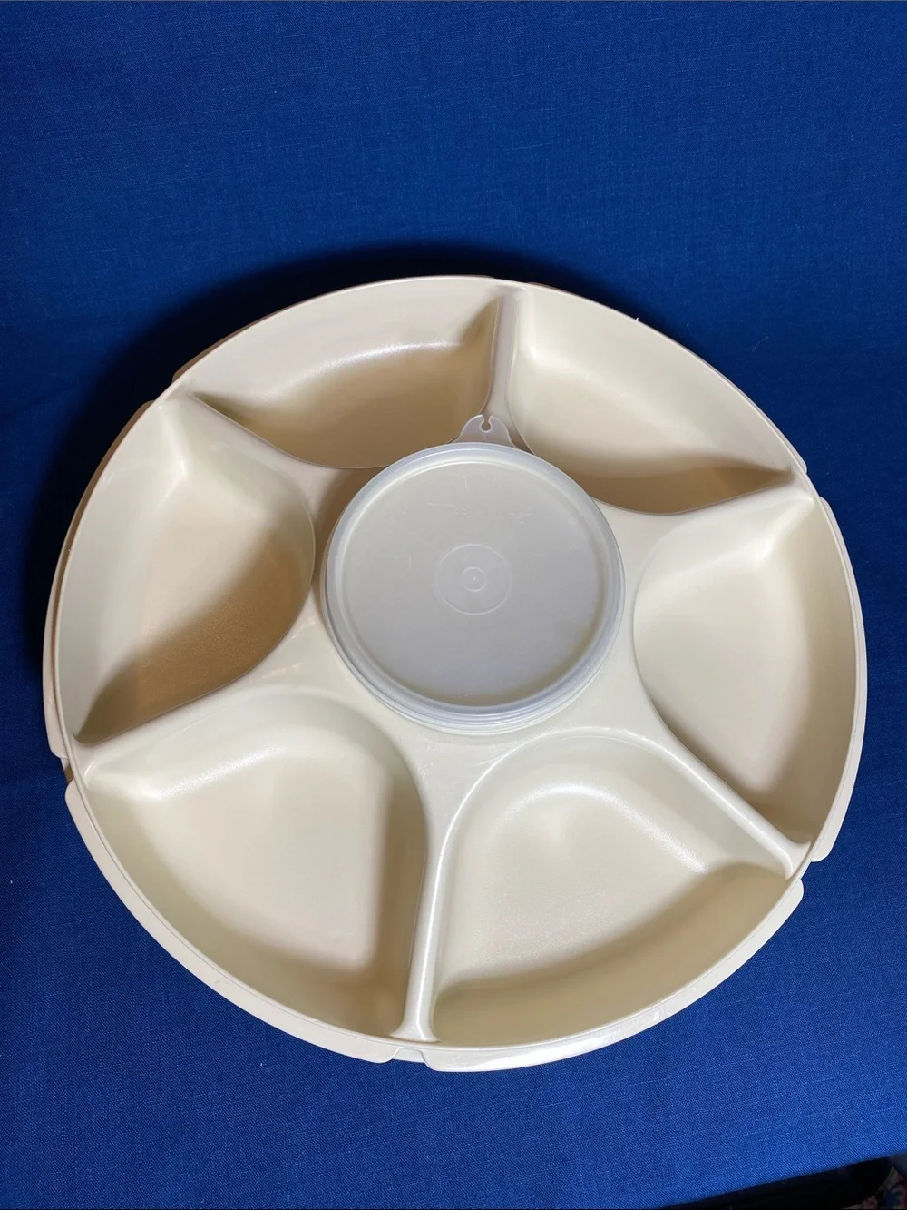 TUPPERWARE Serving Tray & Lid with 6 sections + Dip Container & Lid - Vintage